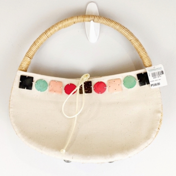 🧵NWT Balikbayan Handicrafts Wicker Canvas Handbag - Picture 6 of 6